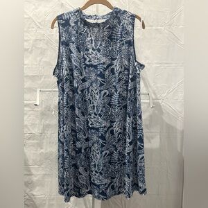 Navy Paisley Sleeveless Mini Dress